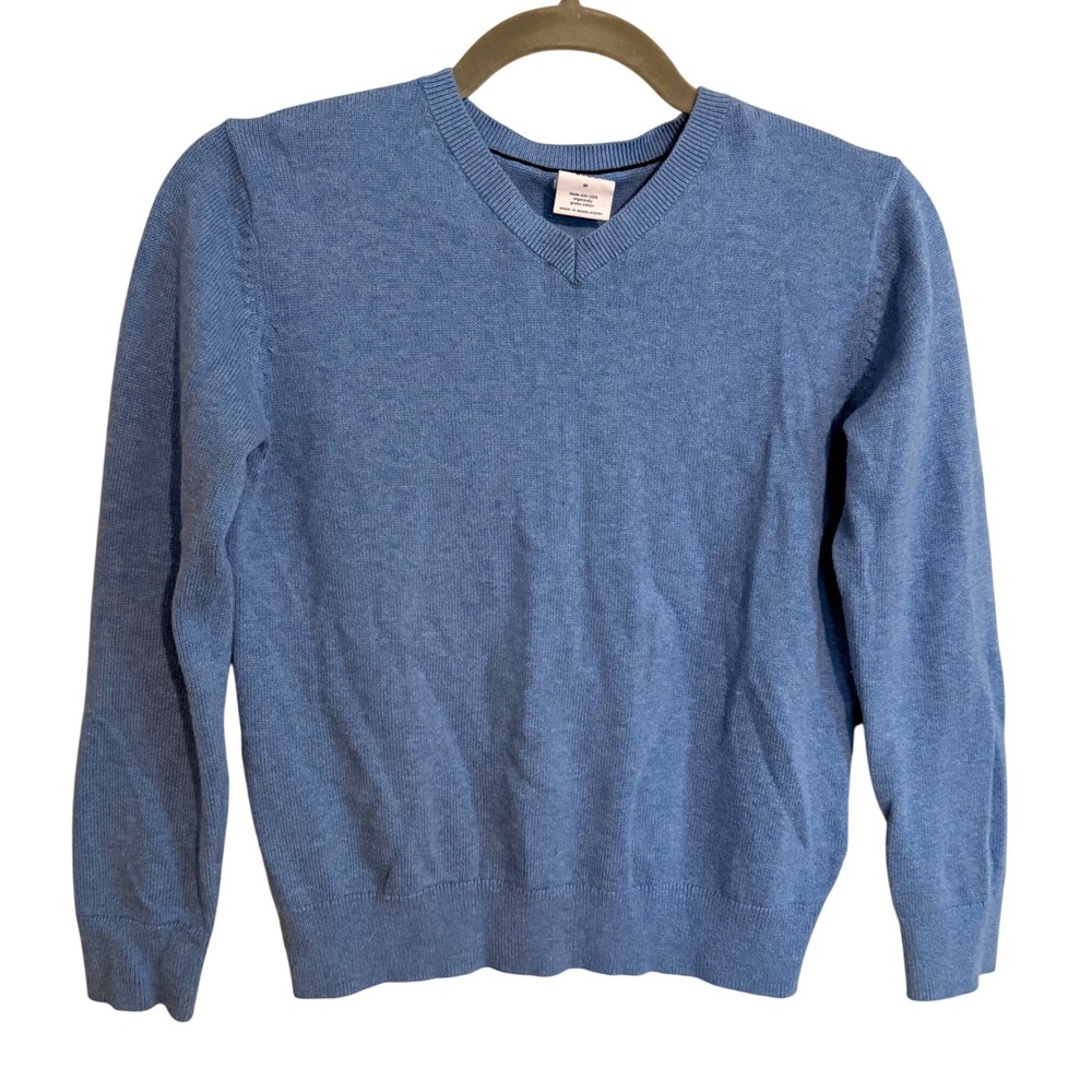 Gap Kids Blue V-Neck Sweater 100% Organic Cotton Medium Classic Preppy